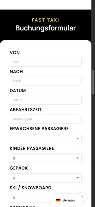 Family Taxi — Website auf dem Smartphone
