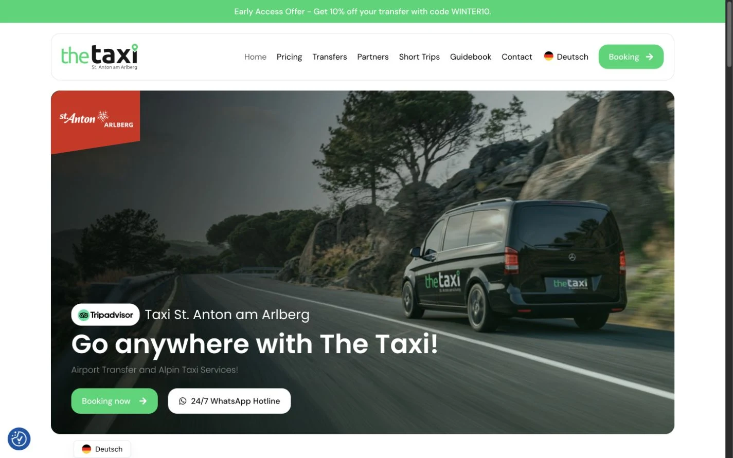 The Taxi — Website auf dem Laptop