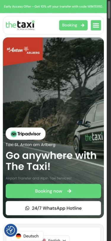 The Taxi — Website auf dem Smartphone